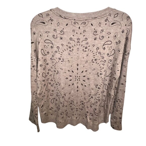 Democracy Drop Shoulder Sleeve Scoop Neck Printed Hi-Low Hem Knit Top Medium - Picture 6 of 15